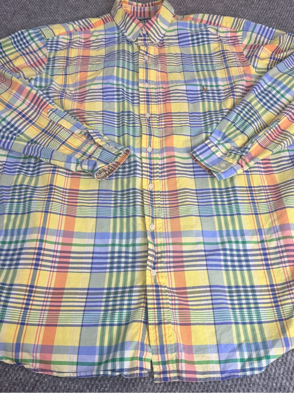 Polo Ralph Lauren Men’s 2XL Shirt Plaid Madras Button Down Multicolor Pony